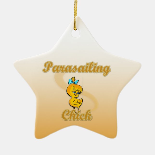 Parasailing Chick Ceramic Ornament (Front)