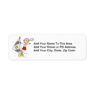 Parasailing Stick Figure Return Address Label