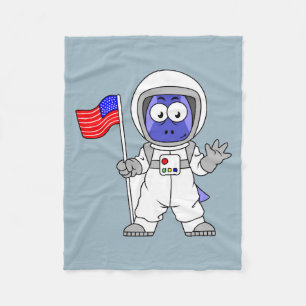 Parasaurolophus Astronaut Holding American Flag. Fleece Blanket