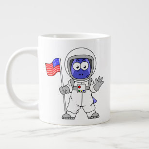 Parasaurolophus Astronaut Holding American Flag. Large Coffee Mug