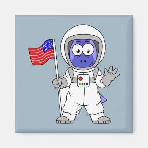 Parasaurolophus Astronaut Holding American Flag. Magnet