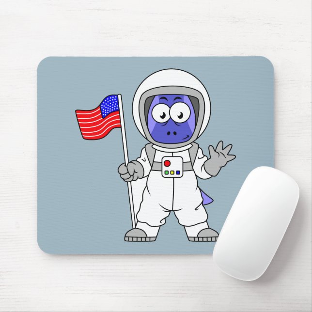 Parasaurolophus Astronaut Holding American Flag. Mouse Pad (With Mouse)