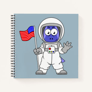 Parasaurolophus Astronaut Holding American Flag. Notebook