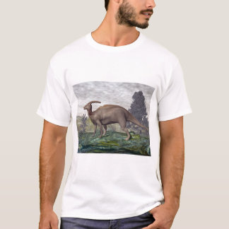 Parasaurolophus dinosaur among gingko trees T-Shirt