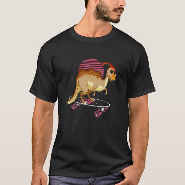 Parasaurolophus Dinosaur Desing for Skaterboad T-Shirt (Front)
