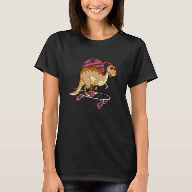 Parasaurolophus Dinosaur Desing for Skaterboad T-Shirt (Front)