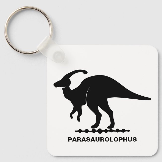 Parasaurolophus Dinosaur Silhouette Keychain (Front)