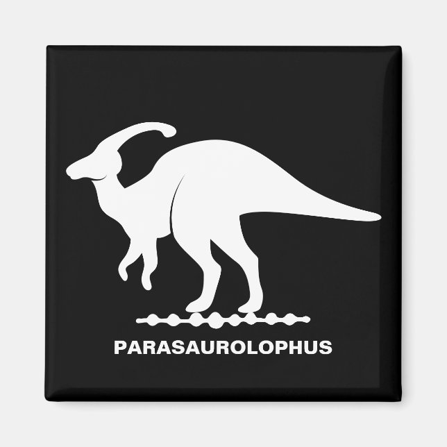 Parasaurolophus Dinosaur Silhouette Magnet (Front)