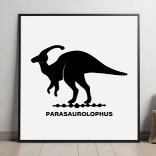 Parasaurolophus Dinosaur Silhouette Poster