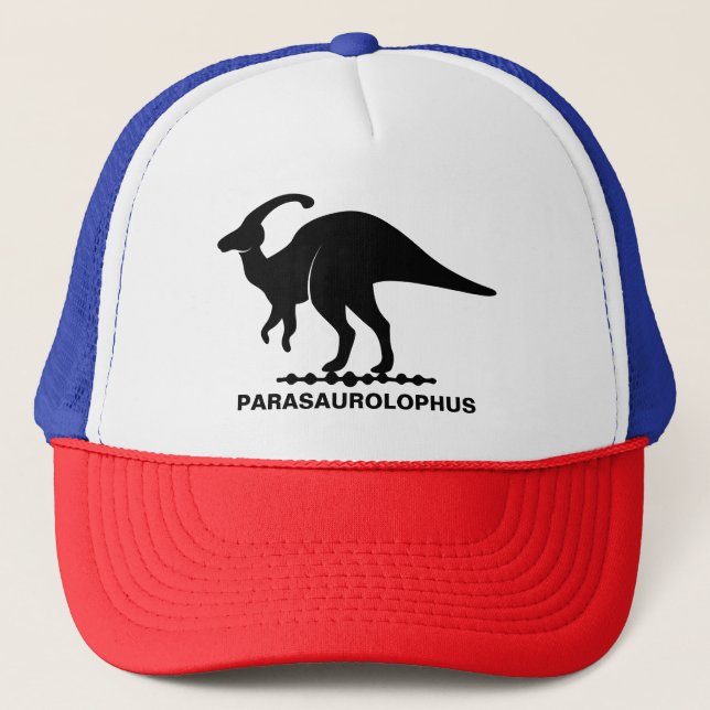 Parasaurolophus Dinosaur Silhouette Trucker Hat (Front)