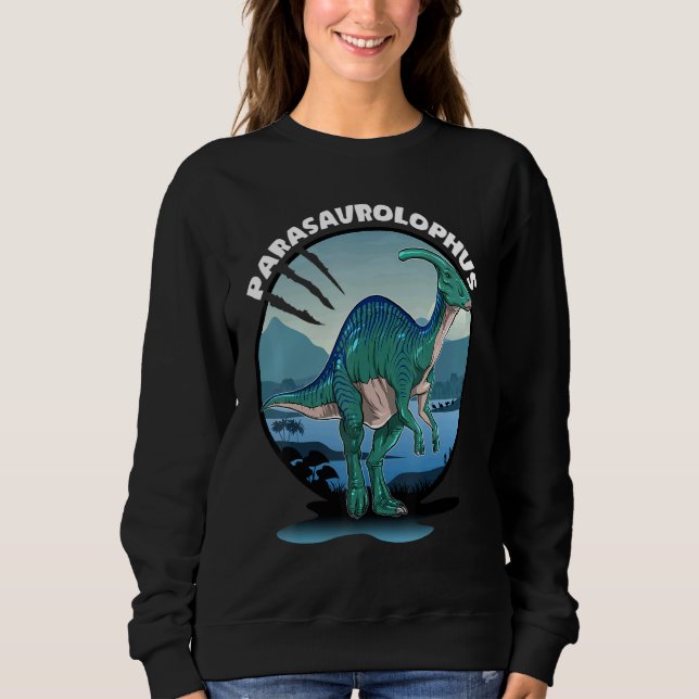 Parasaurolophus Dinosaur With Background Sweatshirt (Front)