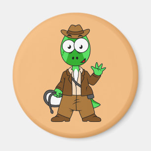 Parasaurolophus Dressed As Indiana Jones. Magnet