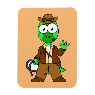Parasaurolophus Dressed As Indiana Jones. Magnet