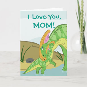Parasaurolophus Mum and Baby Card