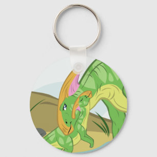 Parasaurolophus Mum and Baby Key Ring