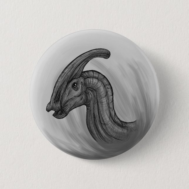 Parasaurolophus Sketch 6 Cm Round Badge (Front)