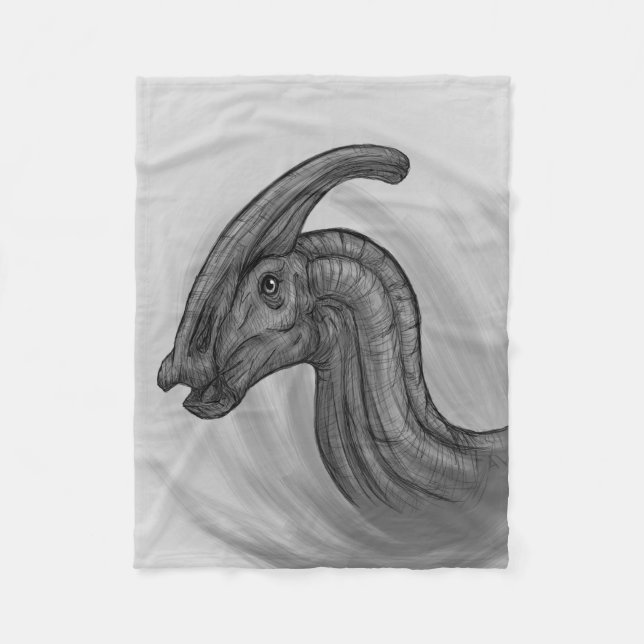Parasaurolophus Sketch Fleece Blanket (Front)