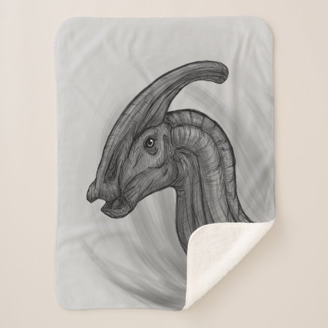 Parasaurolophus Sketch Sherpa Blanket (Front)