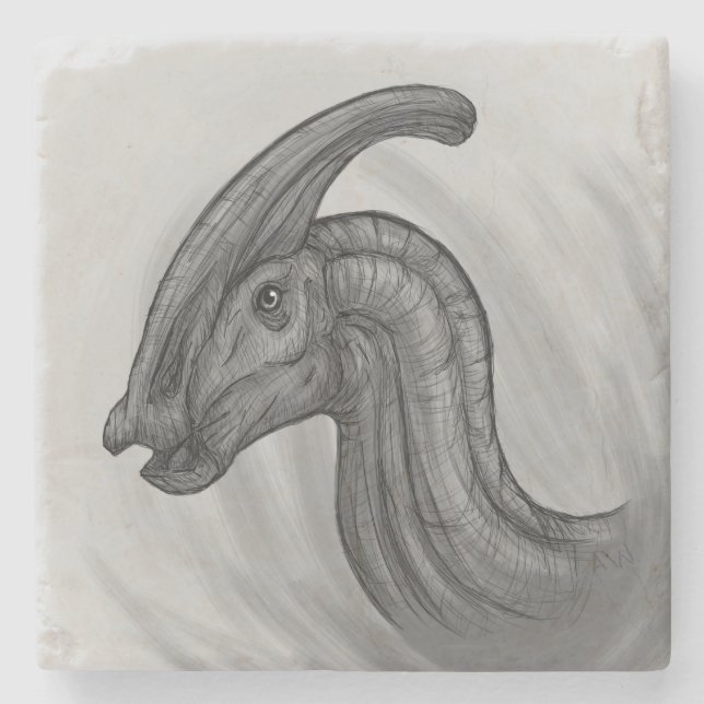 Parasaurolophus Sketch Stone Coaster (Front)