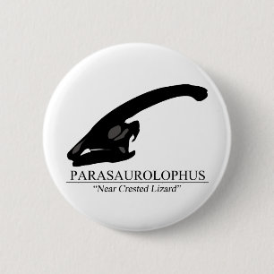 Parasaurolophus Skull 6 Cm Round Badge
