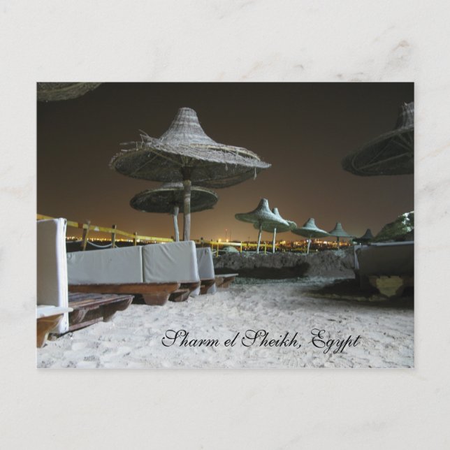 Parasols at Night in Sharm el Sheikh, Egypt Postcard (Front)