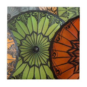 parasols for sale, bagan, myanmar tile