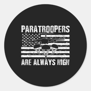 Paratrooper American Flag Us Army Soldier Veterans Classic Round Sticker