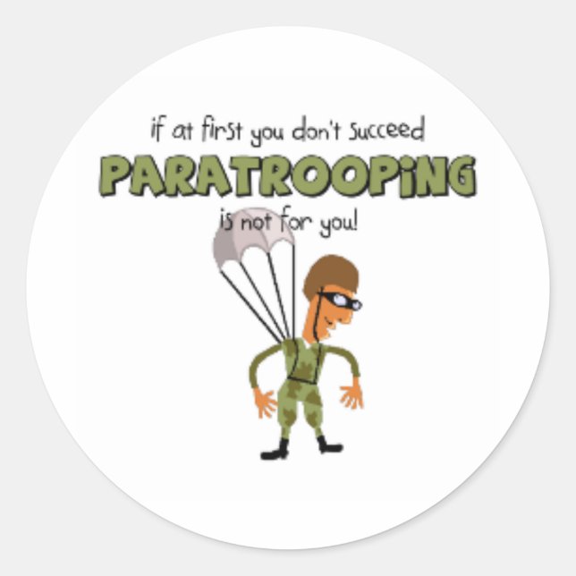 paratrooper funny classic round sticker (Front)