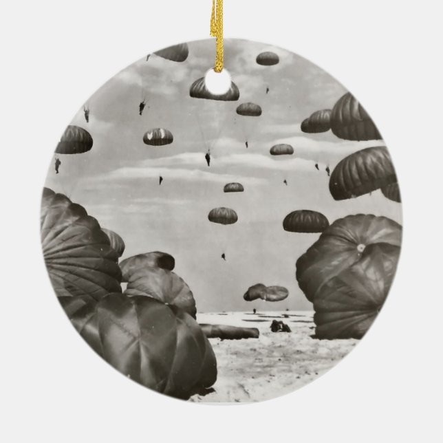 Paratrooper Landing Ceramic Tree Decoration (Back)