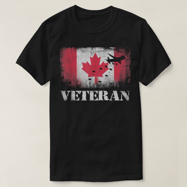 Paratrooper Veteran Canada Flag Airborne T-Shirt (Design Front)