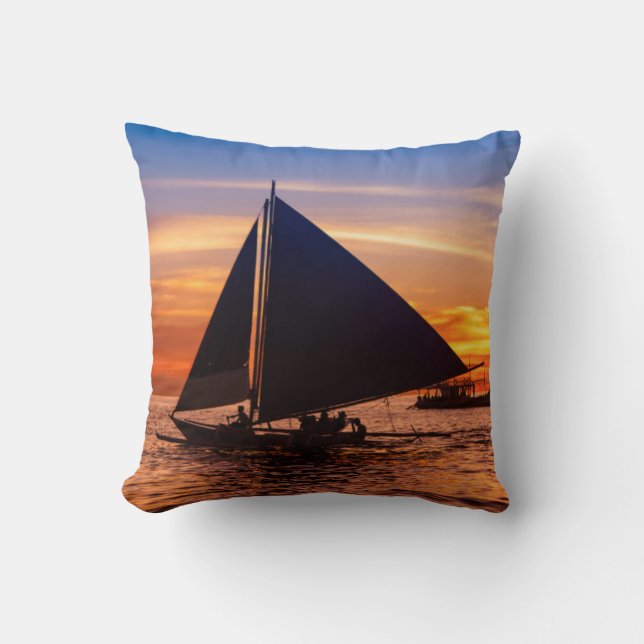 Paraw Sailing At Sunset |Phillipines Cushion (Front)