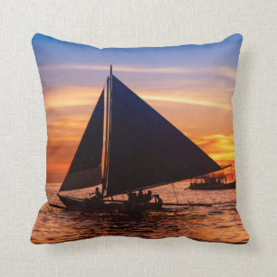 Paraw Sailing At Sunset Phillipines Cushion