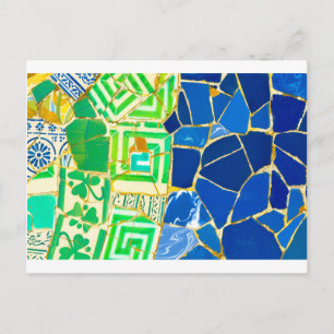 Parc Guell Green Tiles in Barcelona Spain Postcard