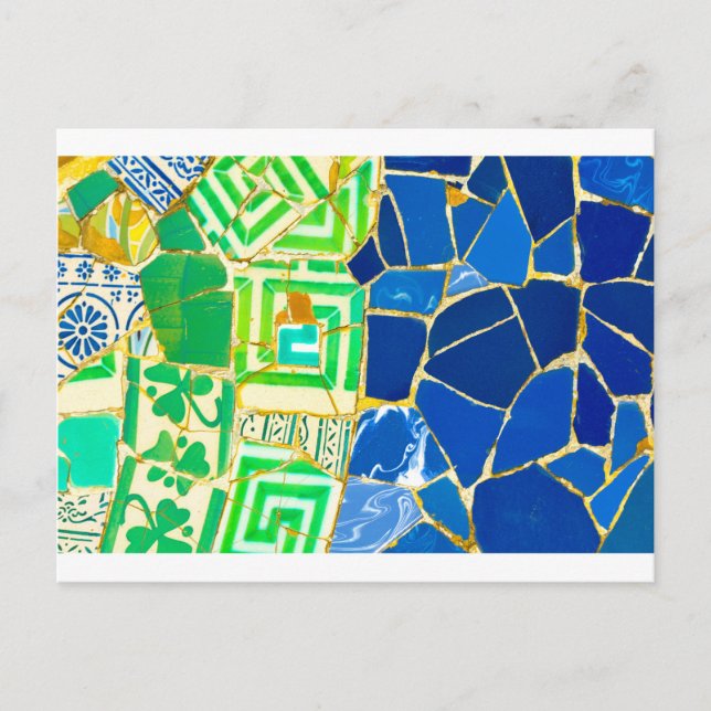 Parc Guell Green Tiles in Barcelona Spain Postcard (Front)