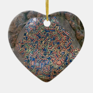 Parc Guell Mosaic Rainbow and Orange Heart Ceramic Ornament