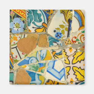 Parc Guell Yellow Ceramic Tiles in Barcelona Spain Magnet
