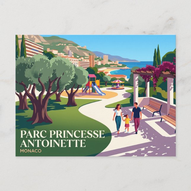 Parc Princesse Antoinette, Moneghetti Monaco Postcard (Front)