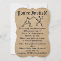 Parchment En Garde Fencing Duel Birthday Invite