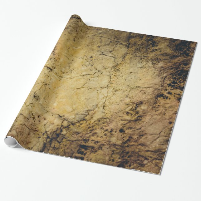 Parchment Gold And Brown Marble Wrapping Paper (Unrolled)