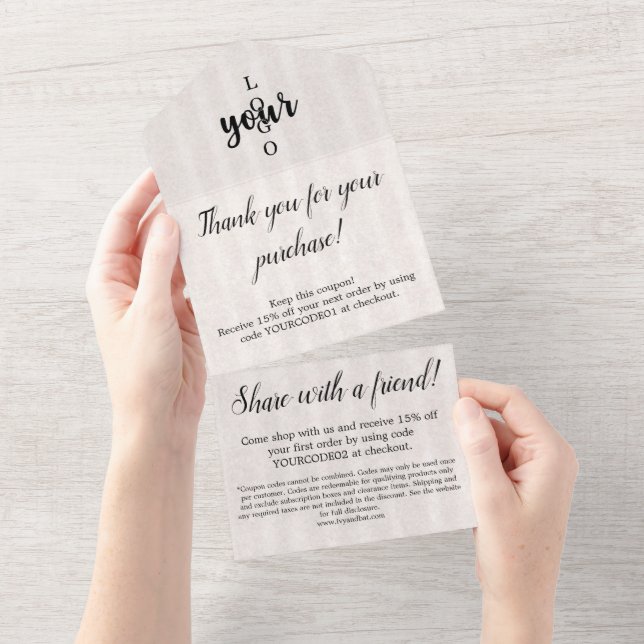 Parchment Gold Seal Customer Thank You Cards (Tearaway)