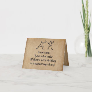 Parchment Knight Valour Fencing Duel Thank You Card