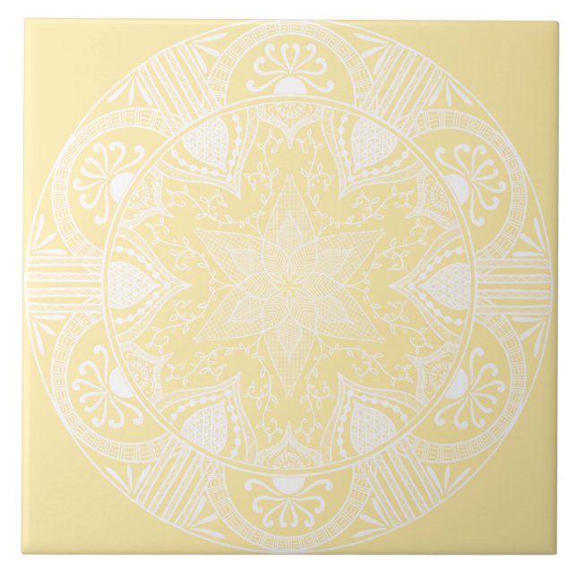 Parchment Mandala Ceramic Tile (Front)