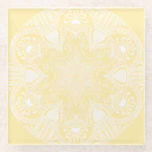 Parchment Mandala Glass Coaster