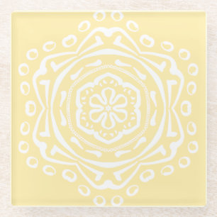 Parchment Mandala Glass Coaster