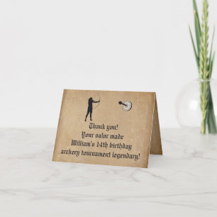 Parchment Mediaeval Archery Birthday Thank You Not Card
