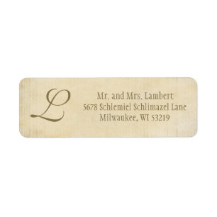 Parchment Monogram Customisable Return Address Label