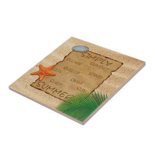 Parchment on Sand Background - Ceramic Tile