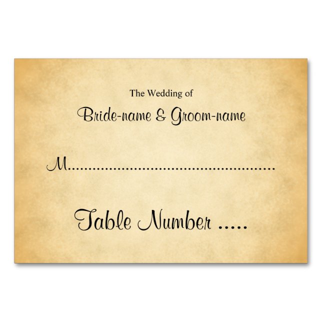 Parchment Pattern Design Wedding Place Cards (Front)