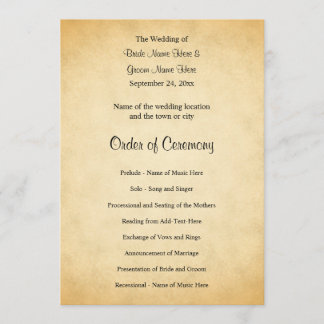 Parchment Pattern Design Wedding Program