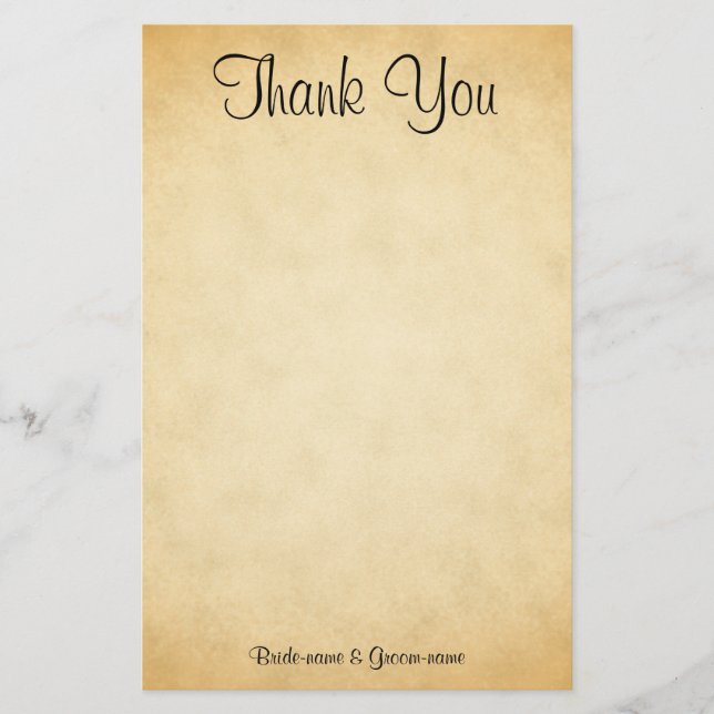 Parchment Pattern Design Wedding Thank You Stationery (Front)